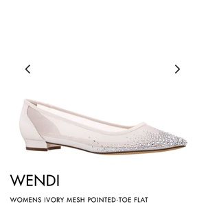 Nina Wendi Ivory Mesh Pointy Toe Flat Bridal